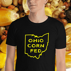 Man in a Ohio Corn Fed Yellow Tshirt by Mrugacz.