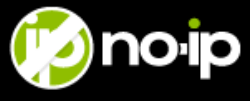 No-Ip Dynamic DNS logo- white letters on black background.