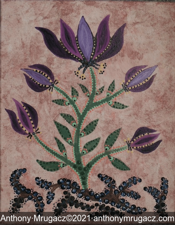 Purple flower Acrylic Paintings by Anthony Mrugacz.