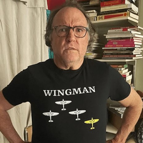 D.C. Fox wearing a"Wingman" shirt by Anthony Mrugacz.