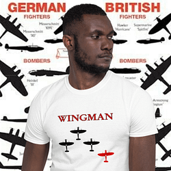 Man wearing a Red Wingman Dogfight Tshirt from Mrugacz.
