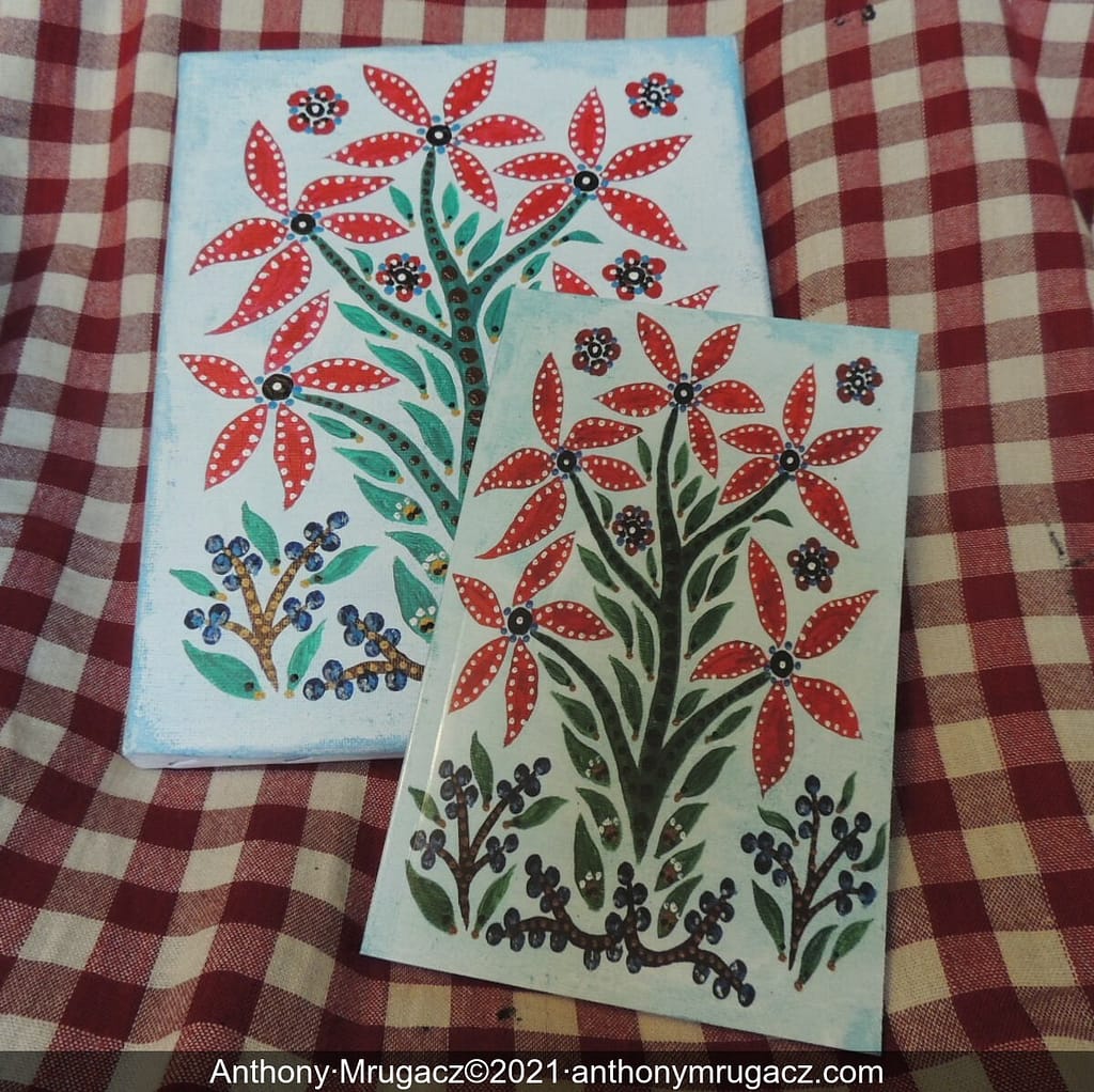 Matching painting and otebook of flwers by Anthony Mrugacz.