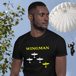 Man wearing a Wingman Dogfight Tshirt by Nrugacz.