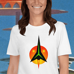 Test pilot wearing a Jetson Space Rocket Tshirt by Mrugacz.