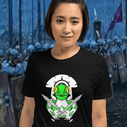 Woman wearing a Lizard Legion Centurion shirt by Mrugacz.