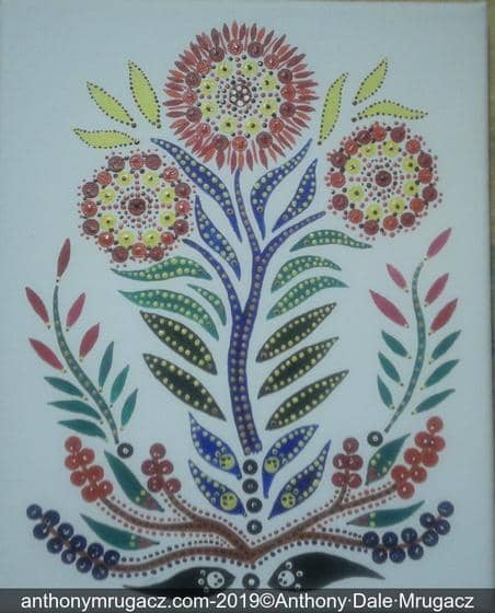 Multi-color flower acrylic painting by Mrugacz.