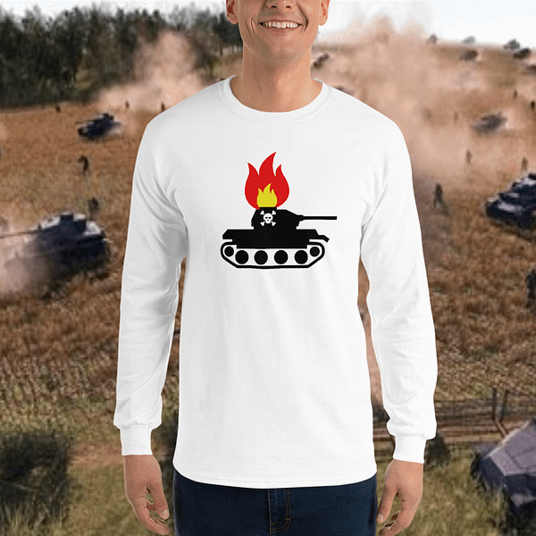 Man wearing a Burning BBQ Tank Longsleeve by Mrugacz.