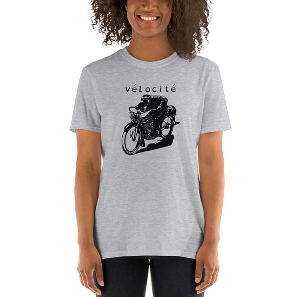 Woman wearing a Classic Motorcycle Velocity TShirt by Mrugacz