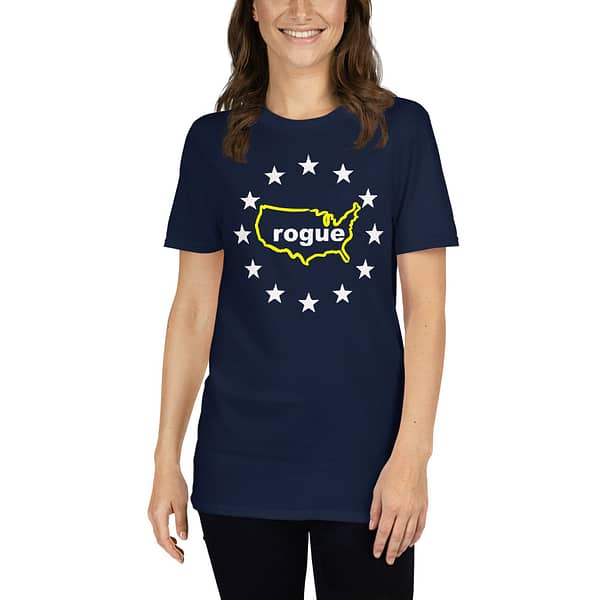 Girl wearing a Nation Gone Rogue Tshirt by Mrugacz.