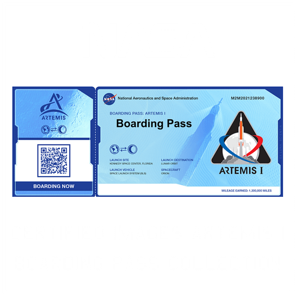 Artemis NFT Boarding Pass rare collection by Anthony Mrugacz.
