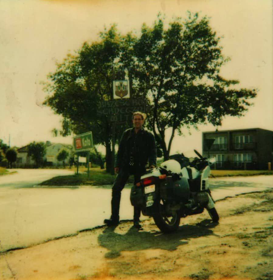Standing by motorcycle in Brzesc Kujavski, Poland before my Genetic DNA Anthony Mrugacz.